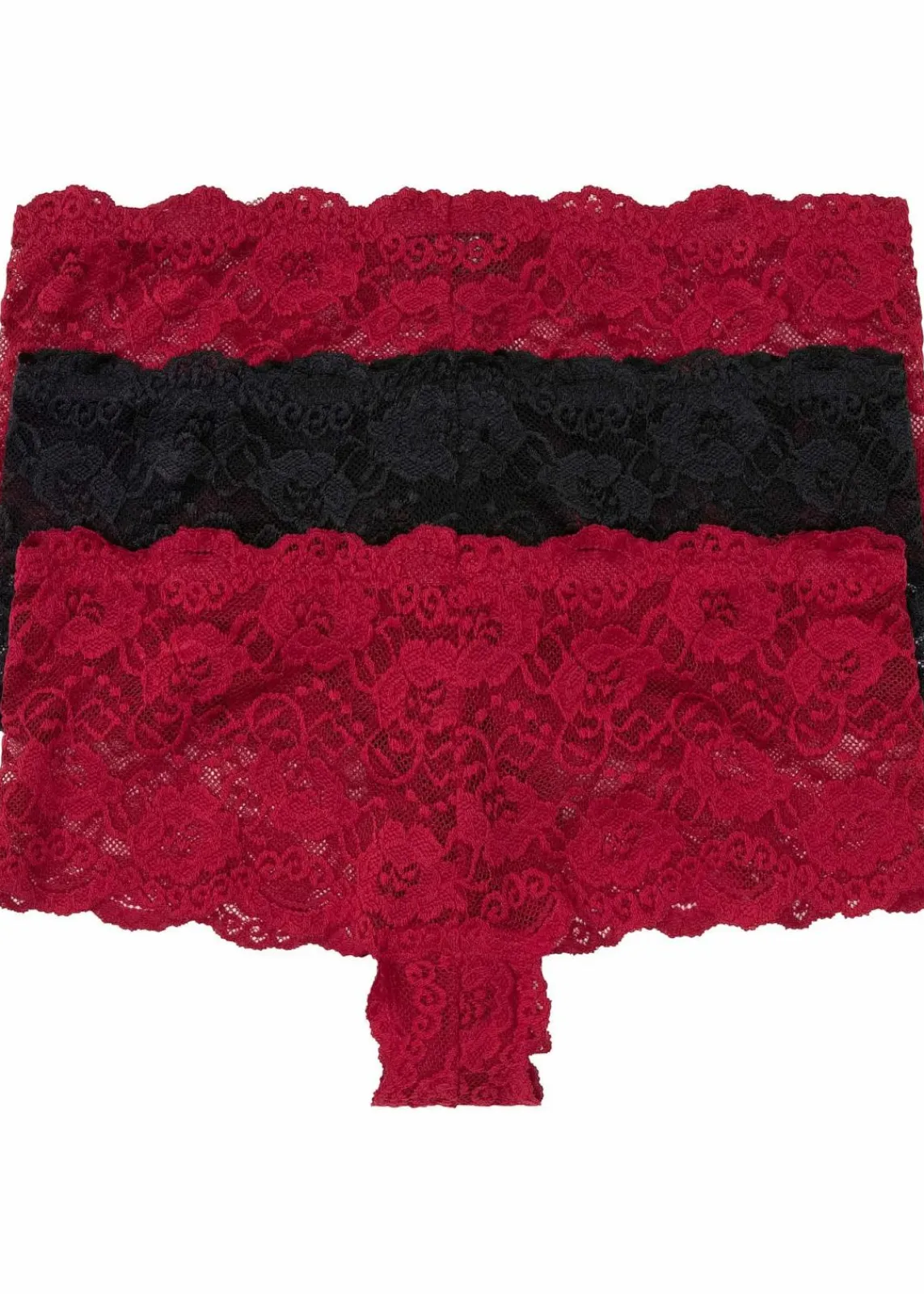 bonprix Wäsche·Höschen|Höschen^Panty mit Spitze 2+1 (3er Pack) abendrot + schwarz