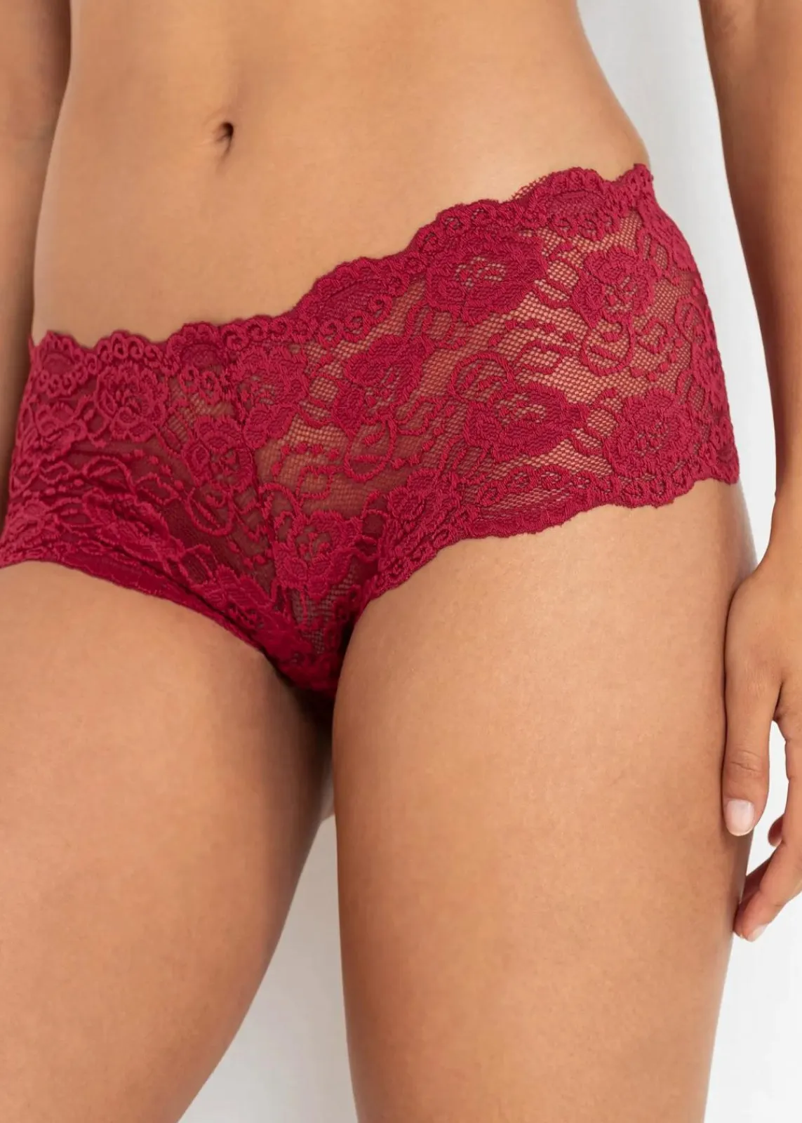 bonprix Wäsche·Höschen|Höschen^Panty mit Spitze 2+1 (3er Pack) abendrot + schwarz