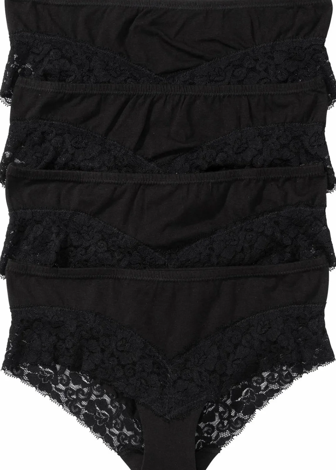 bonprix Höschen|Baumwollunterwäsche^Panty mit Spitze (4er Pack) schwarz