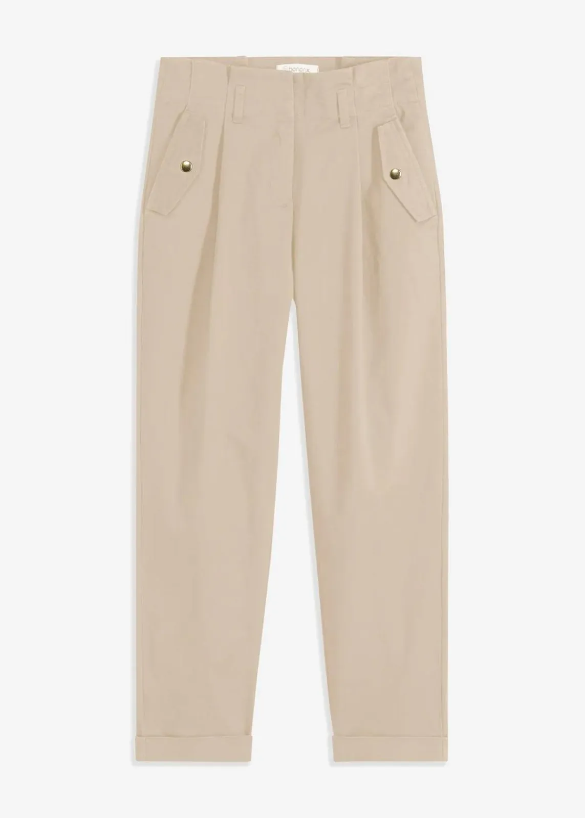 bonprix Bekleidung·Kleider|Hosen^Paperbag Twillhose aus Baumwolle sand
