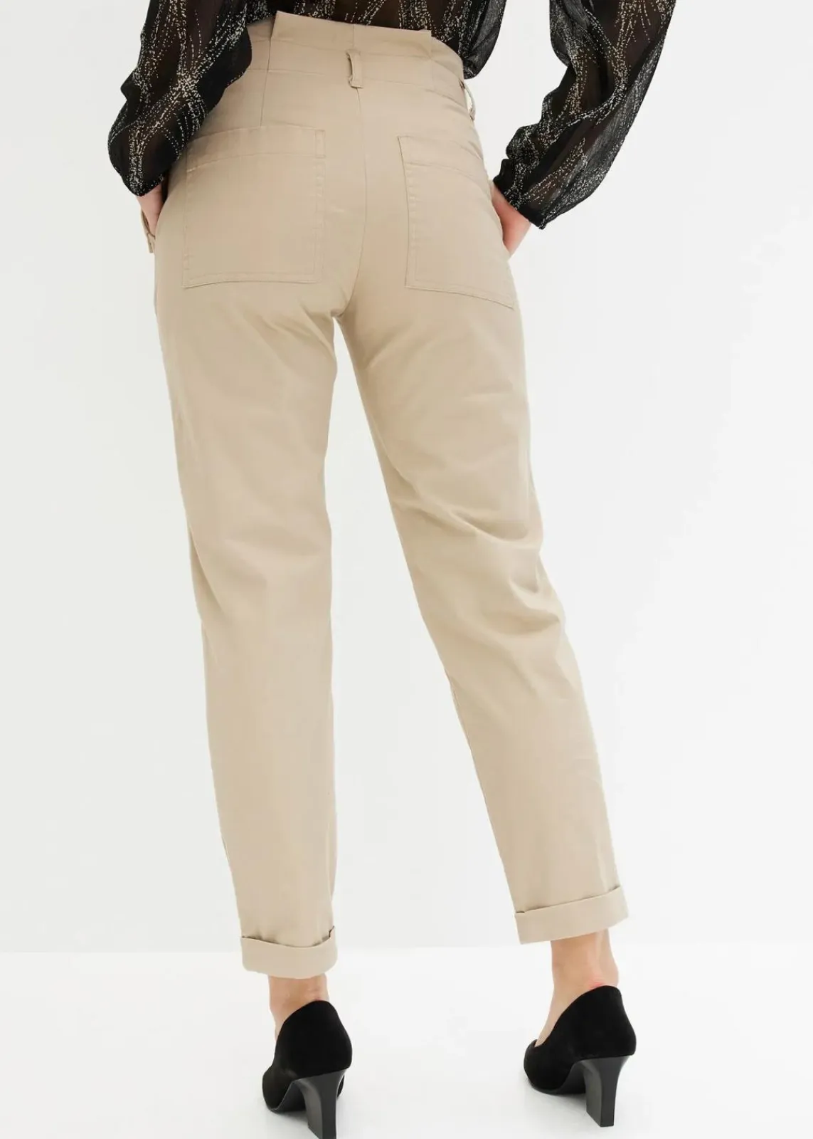 bonprix Bekleidung·Kleider|Hosen^Paperbag Twillhose aus Baumwolle sand
