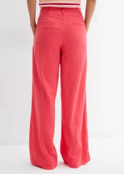 bonprix Hosen|Bekleidung·Kleider^Paperbag-Hose aus luftigem Leinen-Mix paradiespink
