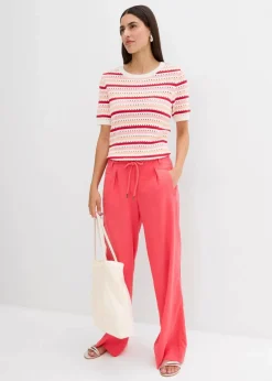 bonprix Hosen|Bekleidung·Kleider^Paperbag-Hose aus luftigem Leinen-Mix paradiespink