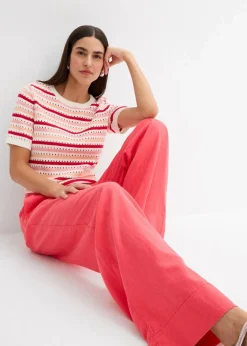 bonprix Hosen|Bekleidung·Kleider^Paperbag-Hose aus luftigem Leinen-Mix paradiespink