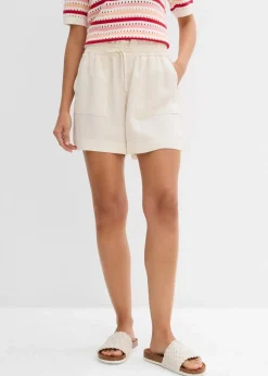 bonprix Hosen|Shorts^Paperbag-Shorts aus fließendem Lyocell-Mix cremeweiß