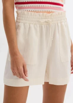 bonprix Hosen|Shorts^Paperbag-Shorts aus fließendem Lyocell-Mix cremeweiß