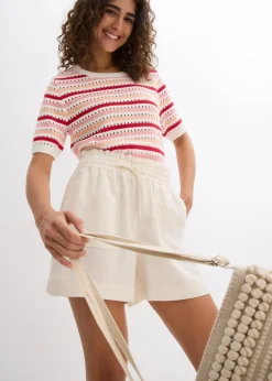 bonprix Hosen|Shorts^Paperbag-Shorts aus fließendem Lyocell-Mix cremeweiß