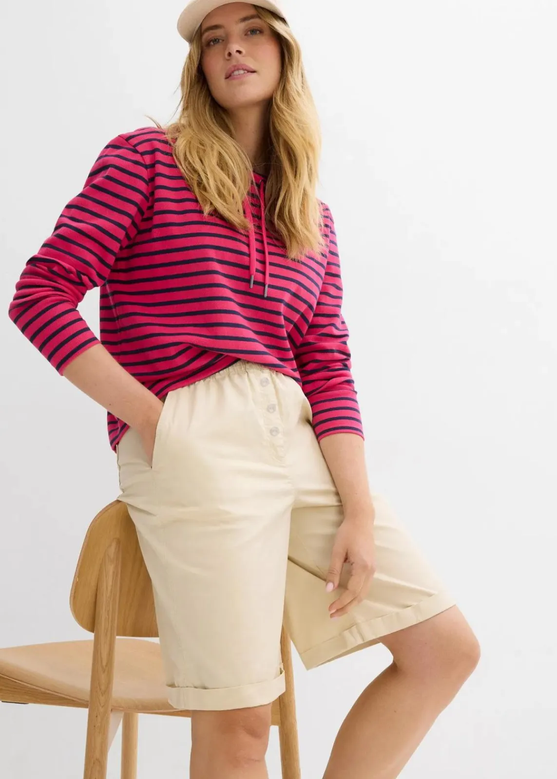 bonprix Bekleidung·Outdoorbekleidung|Bekleidung·Kleider^Papertouch-Bermuda aus Baumwoll-Mix hellsand