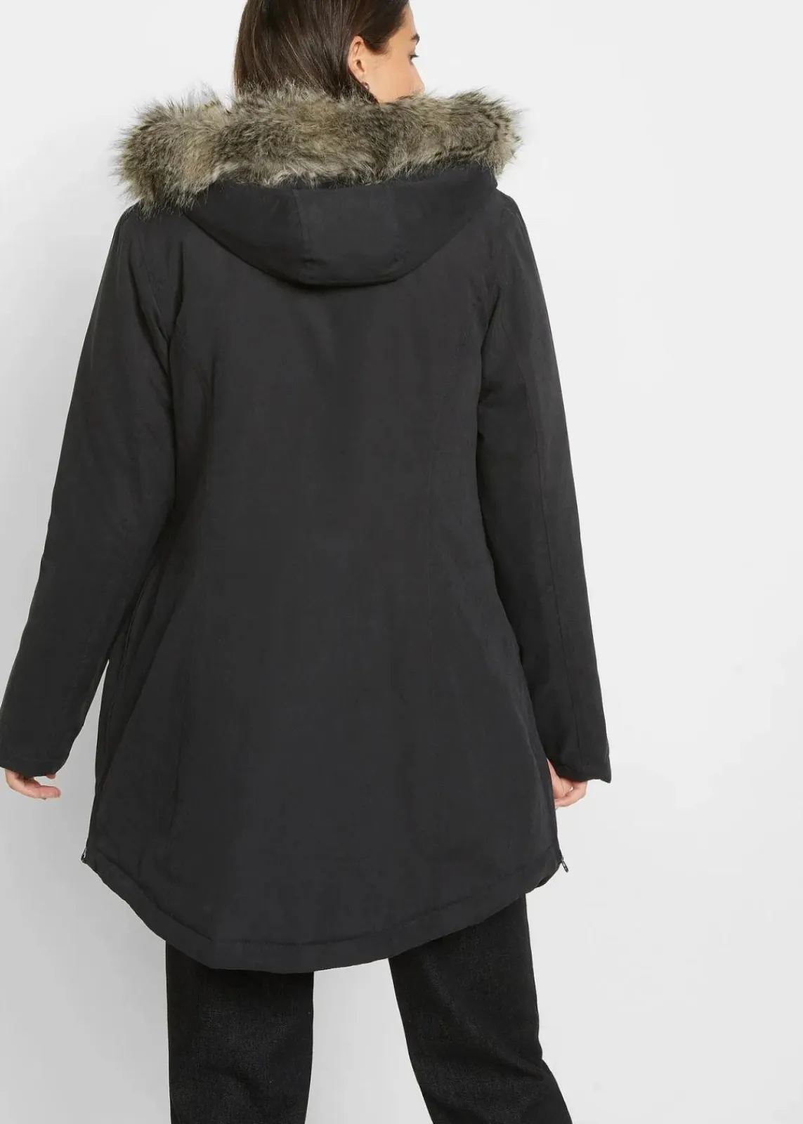 bonprix Bekleidung·Hosen|Jacken & Mäntel^Parka mit seitlichen Reißverschlüssen zur Weitenregulierung schwarz