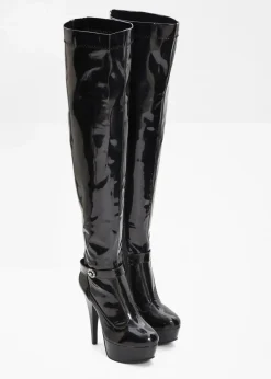 bonprix Stiefel|Schuhe & Accessoires In Spezialgrößen·Schuhe In Übergröße^Plateau Overknee Stiefel schwarz