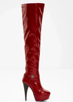 bonprix Schuhe & Accessoires In Spezialgrößen·Schuhe In Übergröße|Stiefel^Plateau Overknee Stiefel salsarot
