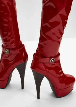 bonprix Schuhe & Accessoires In Spezialgrößen·Schuhe In Übergröße|Stiefel^Plateau Overknee Stiefel salsarot