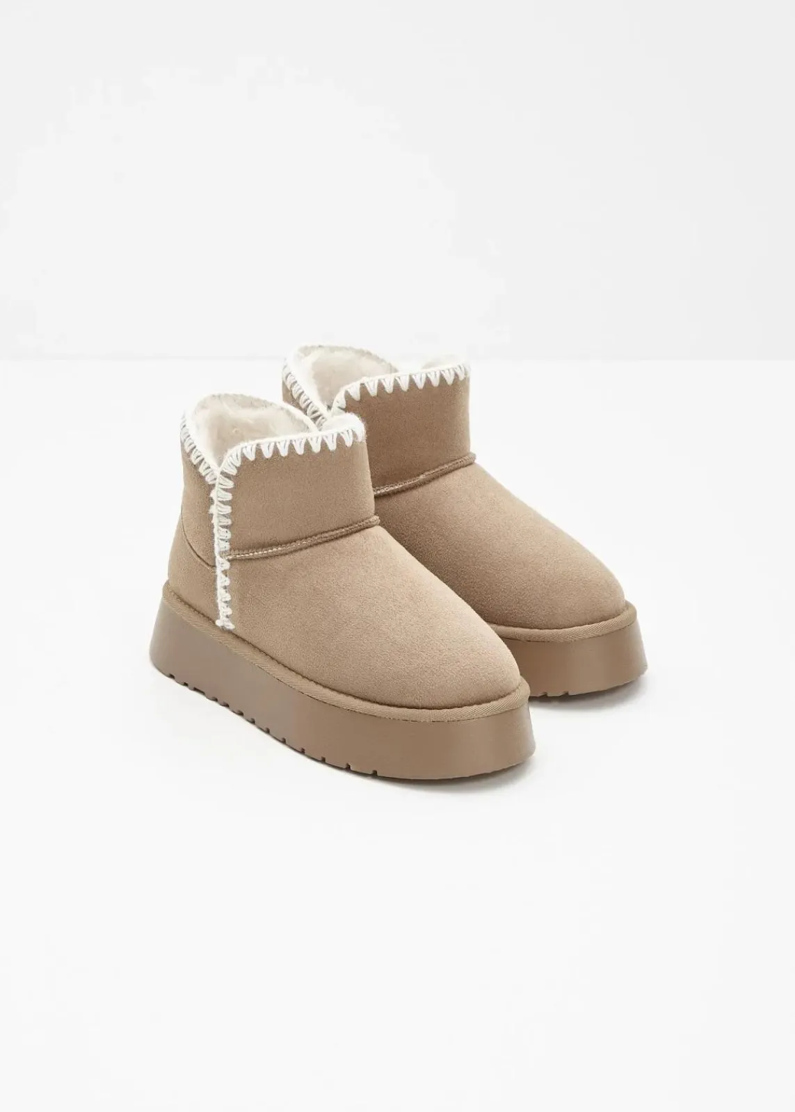 bonprix Boots|Gefütterte Winterschuhe^Plateau-Boots hellkhaki