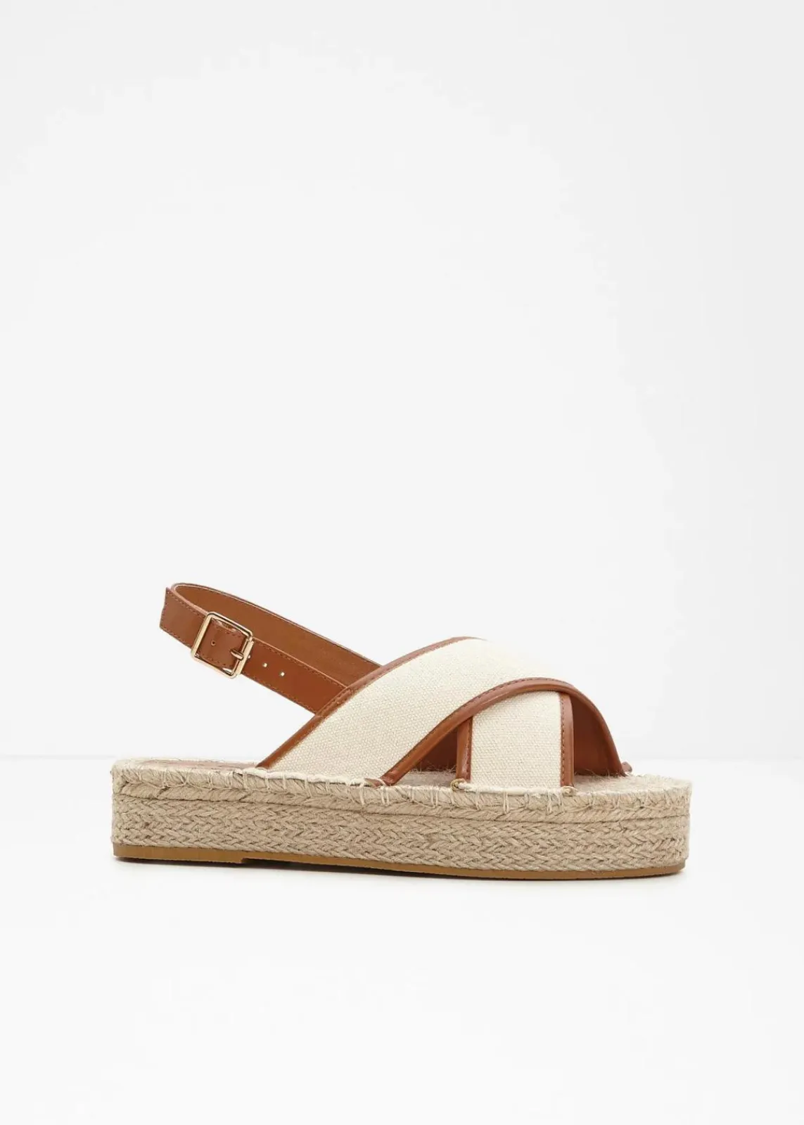 bonprix Strandmode|Sommerschuhe^Plateau-Sandalen natur/cognac