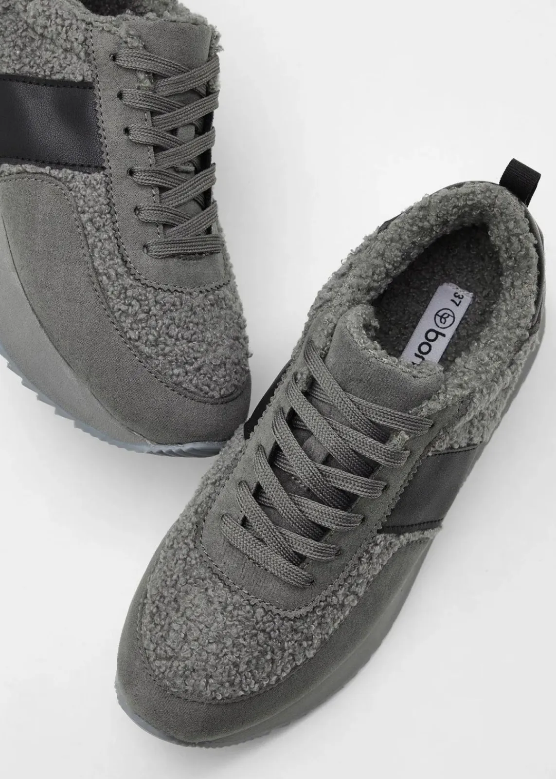 bonprix Gefütterte Winterschuhe|Sneaker^Plateau-Sneaker grau
