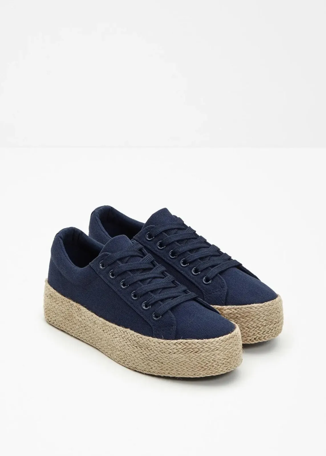 bonprix Sneaker^Plateau-Sneaker aus Baumwoll-Canvas dunkelblau