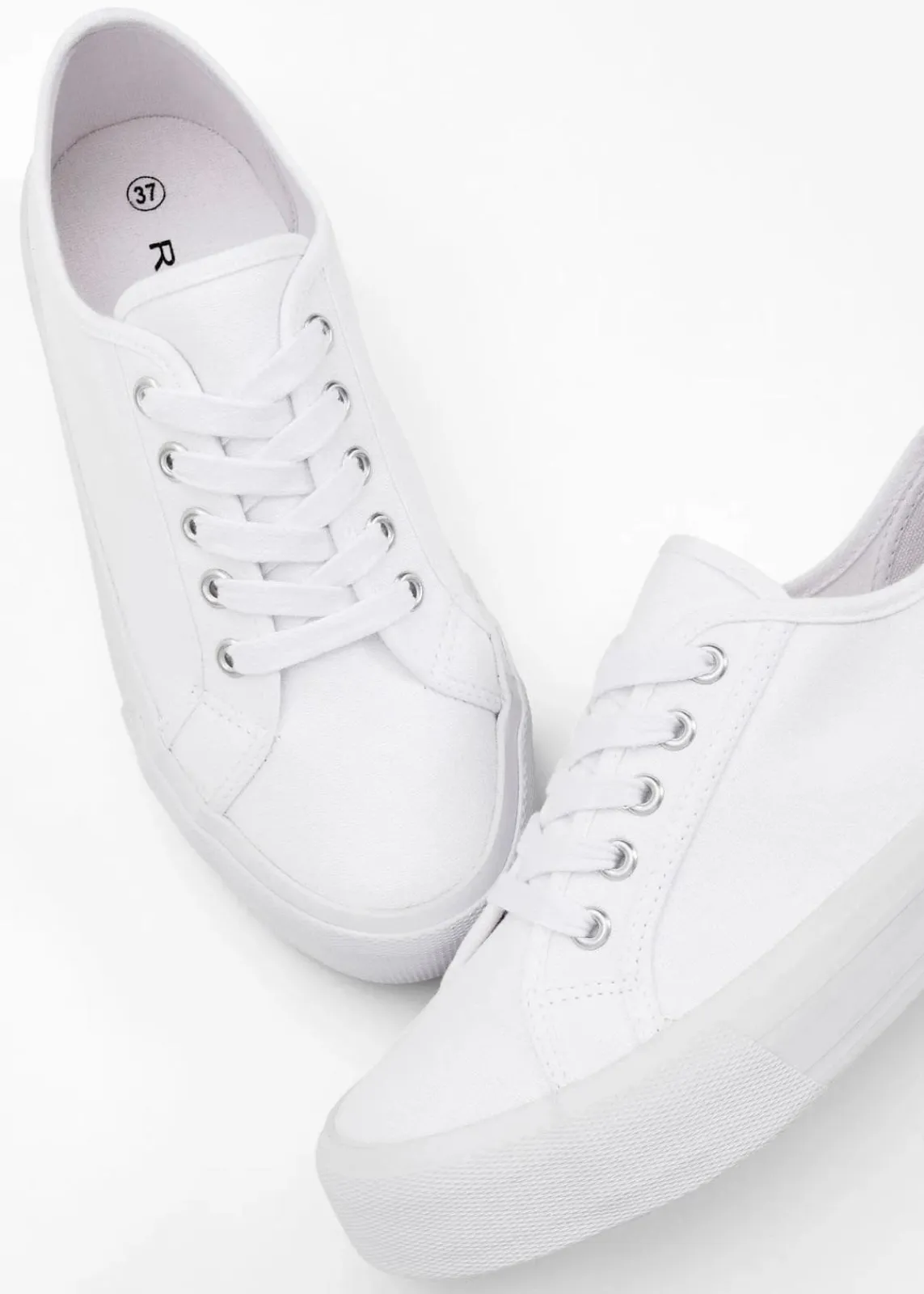 bonprix Sneaker|Schuhe & Accessoires In Spezialgrößen·Schuhe In Übergröße^Plateau-Sneaker aus Baumwoll-Canvas weiß
