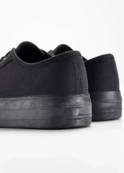 bonprix Schuhe & Accessoires In Spezialgrößen·Schuhe In Übergröße|Sneaker^Plateau-Sneaker aus Baumwoll-Canvas schwarz