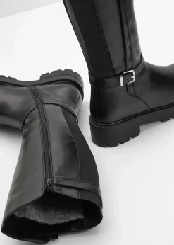 bonprix Gefütterte Winterschuhe|Stiefel^Plateau-Stiefel schwarz