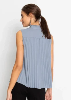bonprix Bekleidung·Jacken & Mäntel|Blusen & Tuniken^Plissee-Blusentop rauchblau
