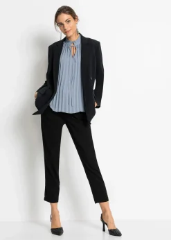 bonprix Bekleidung·Jacken & Mäntel|Blusen & Tuniken^Plissee-Blusentop rauchblau