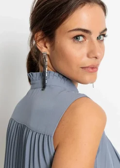 bonprix Bekleidung·Jacken & Mäntel|Blusen & Tuniken^Plissee-Blusentop rauchblau