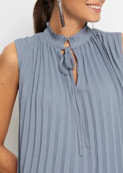 bonprix Bekleidung·Jacken & Mäntel|Blusen & Tuniken^Plissee-Blusentop rauchblau