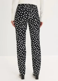 bonprix Bekleidung·Kleider|Hosen^5-Pocket-Stretch-Hose schwarz/wollweiß gepunktet