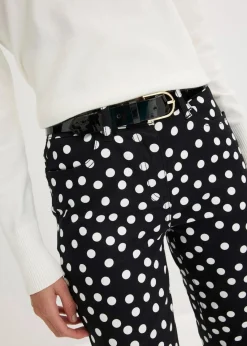 bonprix Bekleidung·Kleider|Hosen^5-Pocket-Stretch-Hose schwarz/wollweiß gepunktet