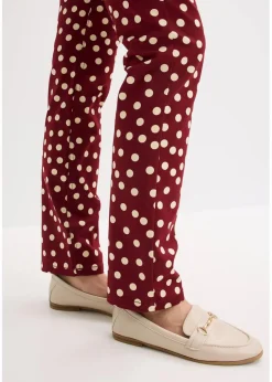 bonprix Hosen|Bekleidung·Kleider^5-Pocket-Stretch-Hose rubinrot/hellsand gepunktet