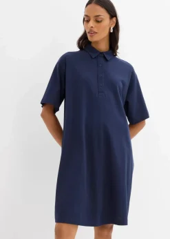 bonprix Bekleidung·Pullover & Strickjacken|Kleider^Polokleid aus reiner Baumwolle dunkelblau
