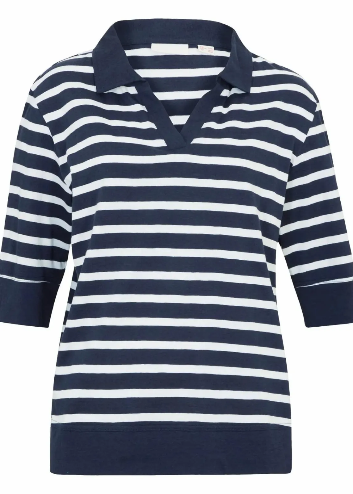 bonprix Shirts & Tops^Poloshirt aus Baumwolle-Viskose Mix dunkelblau/weiß gestreift