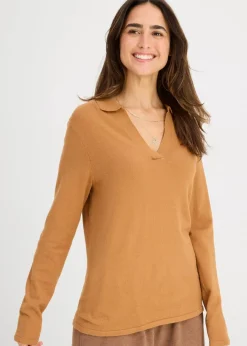 bonprix Bekleidung·Röcke|Basics^Poloshirt aus feiner Viskose haselnuss