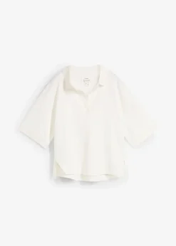 bonprix Shirts & Tops|Nachhaltigere Materialien^Poloshirt aus reiner Bio-Baumwolle wollweiß