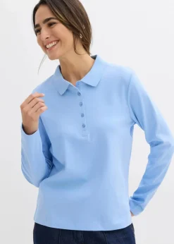 bonprix Nachhaltigere Materialien|Shirts & Tops^Poloshirt aus schwerer Bio-Baumwolle perlblau