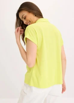 bonprix Shirts & Tops^Poloshirt aus Viskose- Pique mit Spitzeneinsatz zitrusgelb