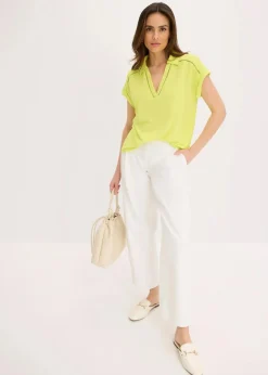 bonprix Shirts & Tops^Poloshirt aus Viskose- Pique mit Spitzeneinsatz zitrusgelb