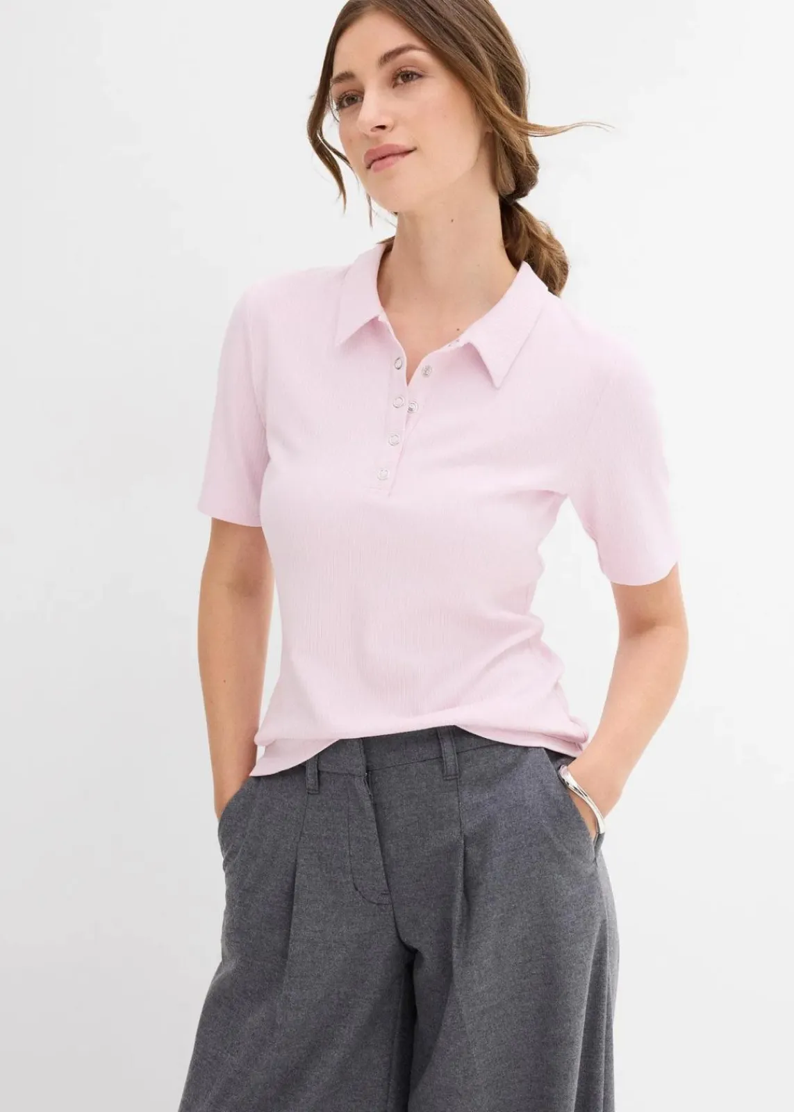 bonprix Shirts & Tops^Poloshirt aus Viskose-Mix puderflieder