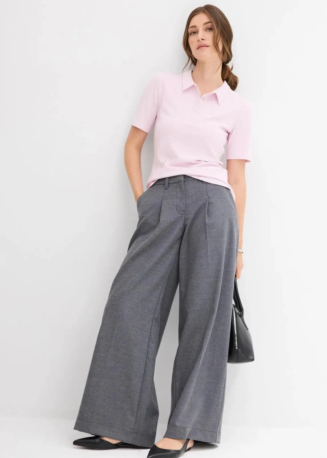 bonprix Shirts & Tops^Poloshirt aus Viskose-Mix puderflieder
