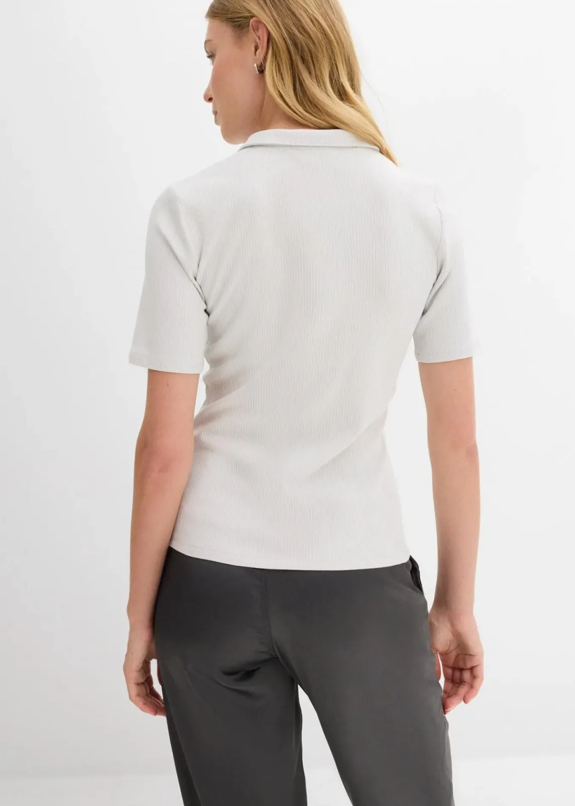 bonprix Shirts & Tops^Poloshirt aus Viskose-Mix silber meliert
