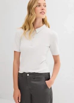 bonprix Shirts & Tops^Poloshirt aus Viskose-Mix silber meliert