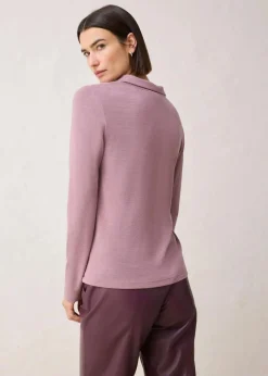 bonprix Shirts & Tops^Poloshirt mit Woll-Anteil matt violett