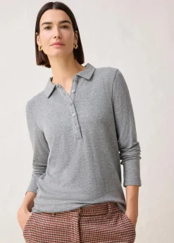 bonprix Shirts & Tops^Poloshirt mit Woll-Anteil grau meliert