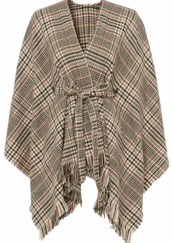 bonprix Ponchos|Schuhe & Accessoires In Spezialgrößen·Tücher & Ponchos^Poncho beige/schwarz kariert