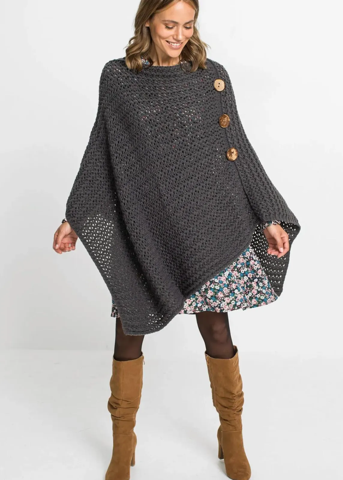 bonprix Ponchos|Schuhe & Accessoires In Spezialgrößen·Tücher & Ponchos^Poncho dunkelgrau