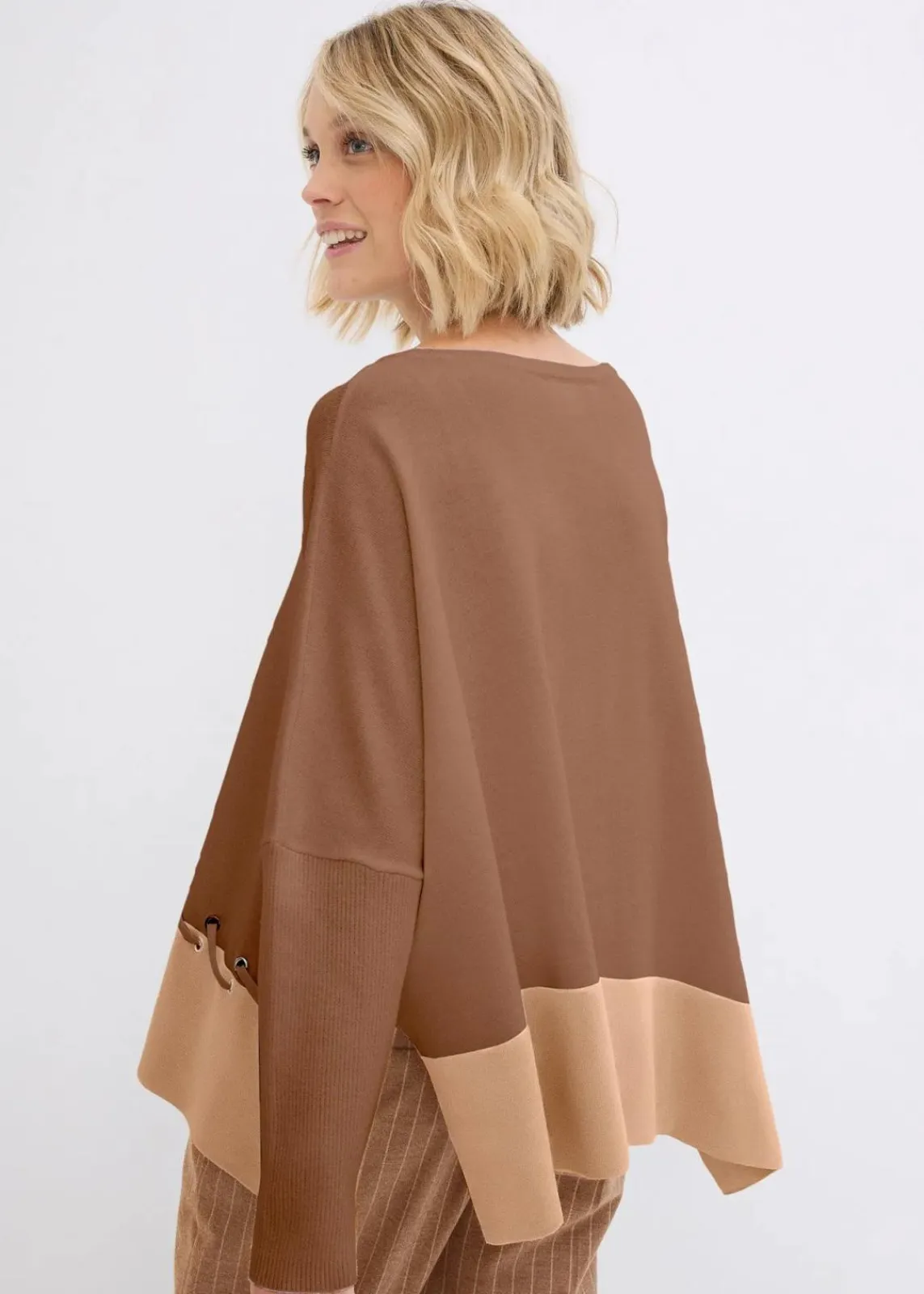 bonprix Bekleidung·Umstandsmode|Bekleidung·Jeans^Poncho Feinstrickpullover pimentbraun/cappuccino