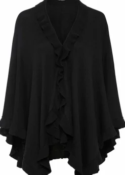 bonprix Ponchos|Schuhe & Accessoires In Spezialgrößen·Tücher & Ponchos^Poncho mit Kaschmiranteil schwarz
