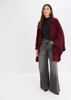 bonprix Pullover & Strickjacken|Strickmode^Poncho mit Kaschmiranteil ahornrot
