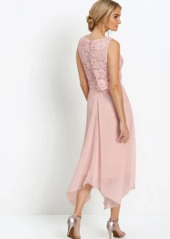 bonprix Kleider|Festliche Mode^Premium Chiffonkleid mit Spitze zartrosa