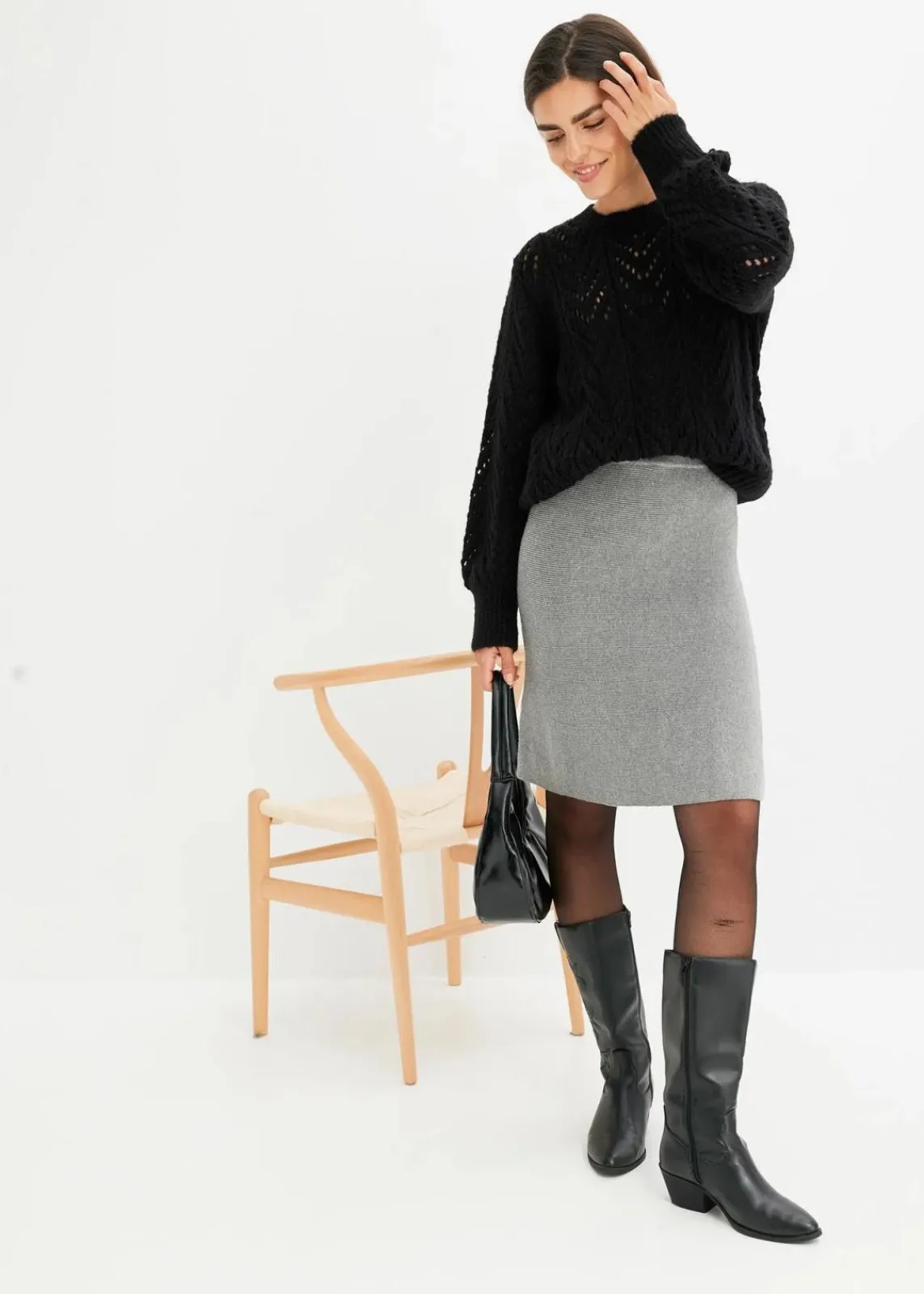 bonprix Pullover & Strickjacken|Bekleidung·Jeans^Pullover schwarz